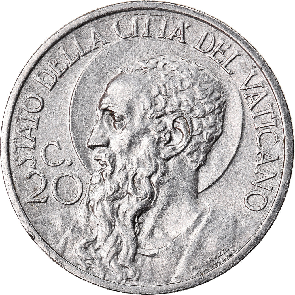 Coin, VATICAN CITY, Pius XI, 20 Centesimi, 1932, Rome, AU(50-53), Nickel, KM:3