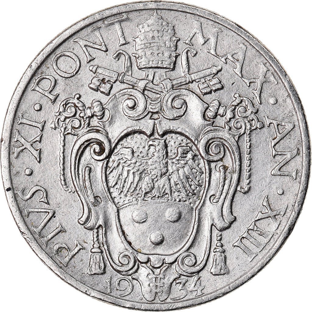 Coin, VATICAN CITY, Pius XI, 20 Centesimi, 1934, Roma, MS(60-62), Nickel, KM:3