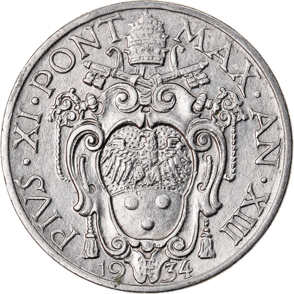 Munten, Vaticaanstad, Pius XI, 20 Centesimi, 1934, Roma, PR+, Nickel, KM:3