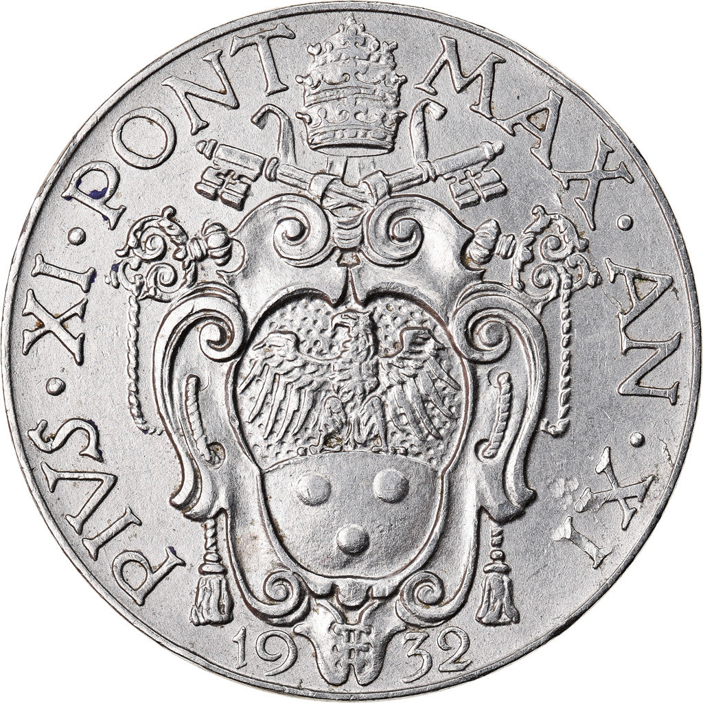 Moneta, CITTÀ DEL VATICANO, Pius XI, 2 Lire, 1932, BB, Nichel, KM:6