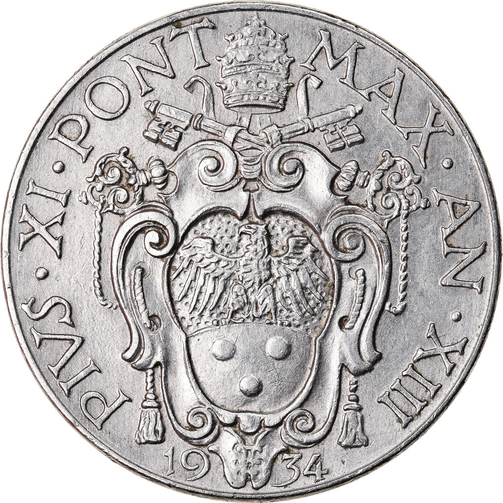 Monnaie, Cité du Vatican, Pius XI, 2 Lire, 1934, TTB+, Nickel, KM:6