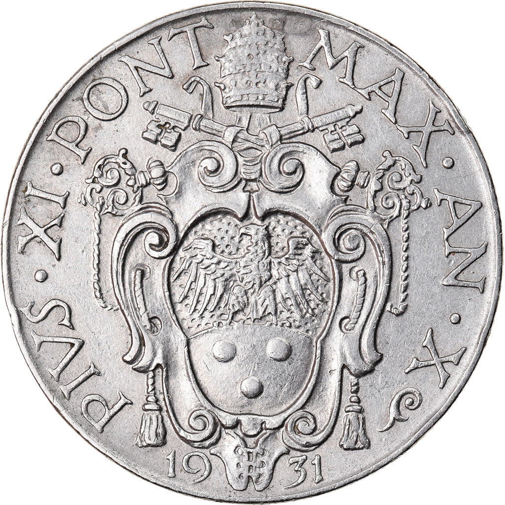 VATICAN CITY, Pius XI, Lira, 1931, Roma, EF(40-45), Nickel, KM:5