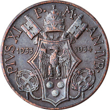 Coin, VATICAN CITY, Pius XI, 5 Centesimi, 1933-1934, Roma, AU(50-53), Bronze
