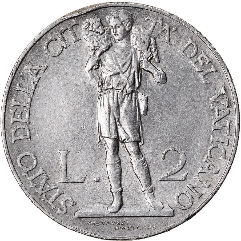 Moneda, CIUDAD DEL VATICANO, Pius XI, 2 Lire, 1933-1934, Roma, MBC+, Níquel