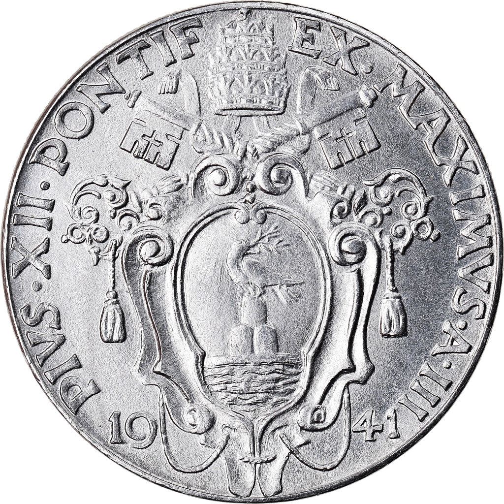VATICAN CITY, 20 Centesimi, 1941, KM #24a, MS(63), Stainless Steel, 4.20