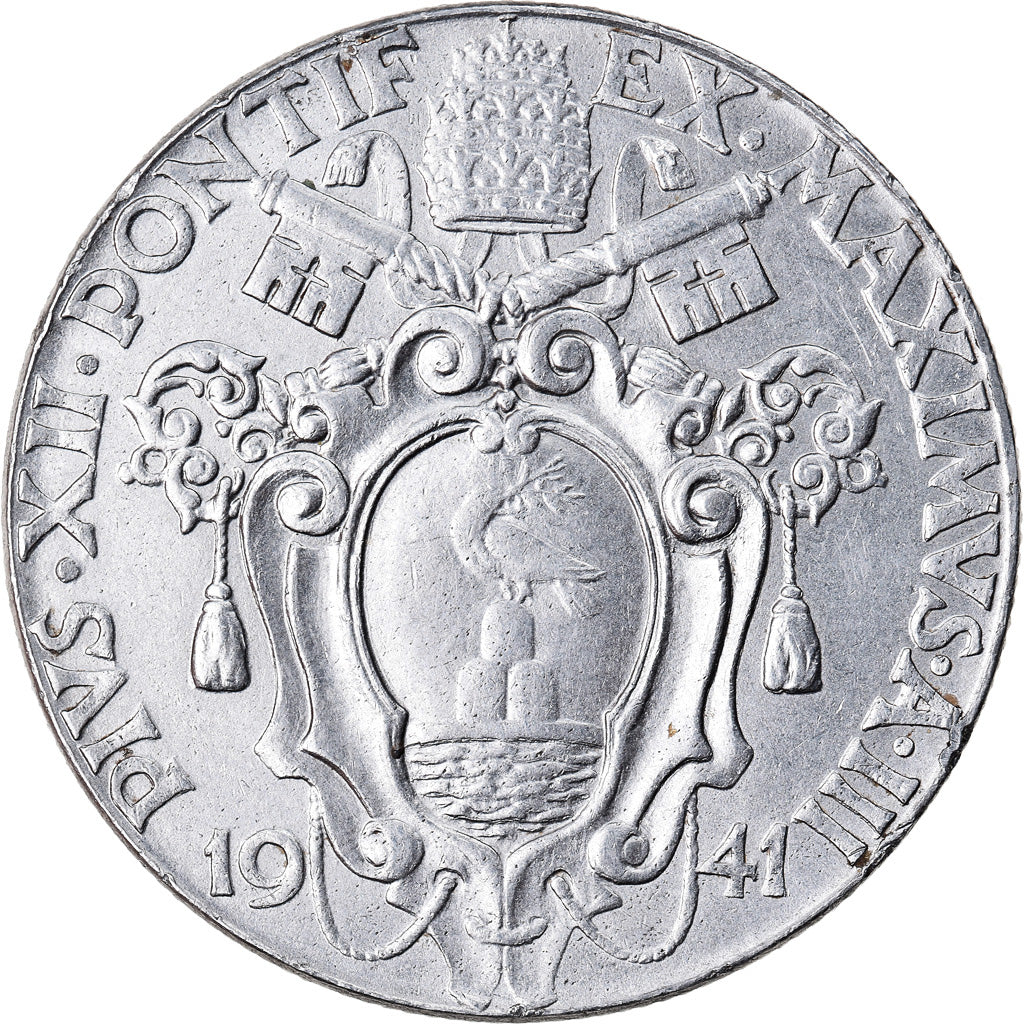 Coin, VATICAN CITY, Pius XII, 2 Lire, 1941, AU(55-58), Stainless Steel, KM:27A