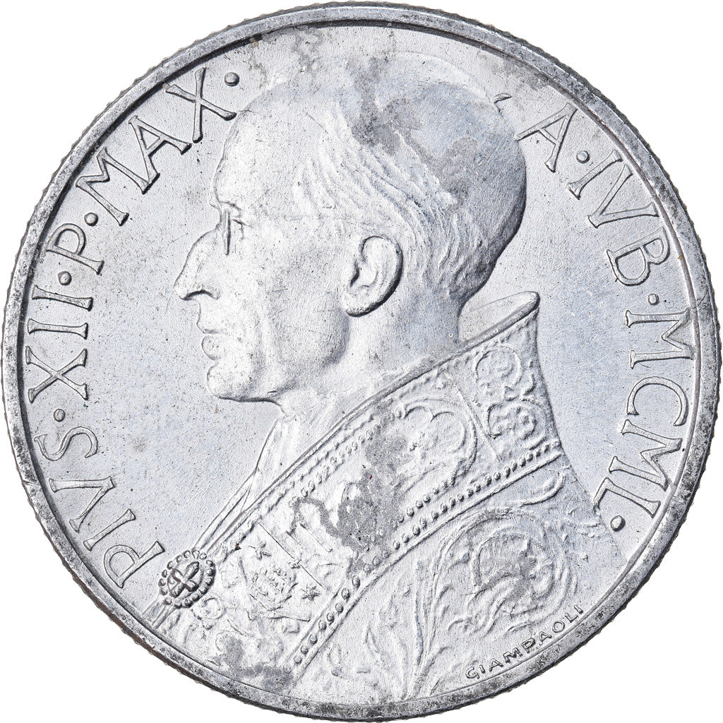 Monnaie, Cité du Vatican, Pius XII, 5 Lire, 1950, Roma, SUP, Aluminium, KM:46