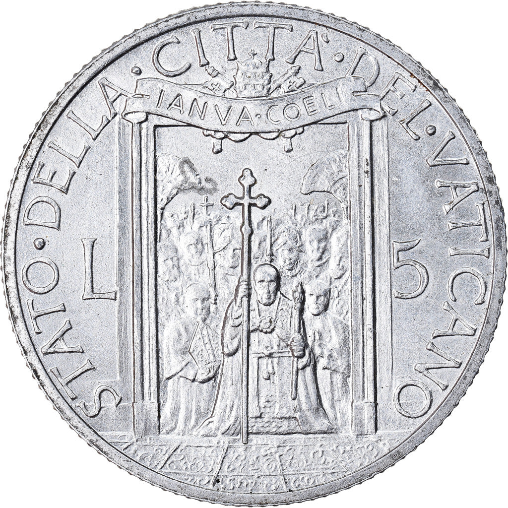 Munten, Vaticaanstad, Pius XII, 5 Lire, 1950, Roma, PR, Aluminium, KM:46