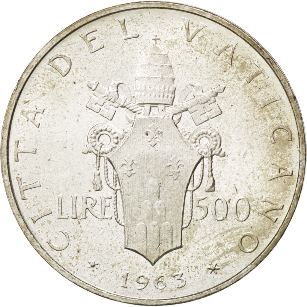 Coin, VATICAN CITY, Paul VI, 500 Lire, 1963, MS(63), Silver, KM:83.1
