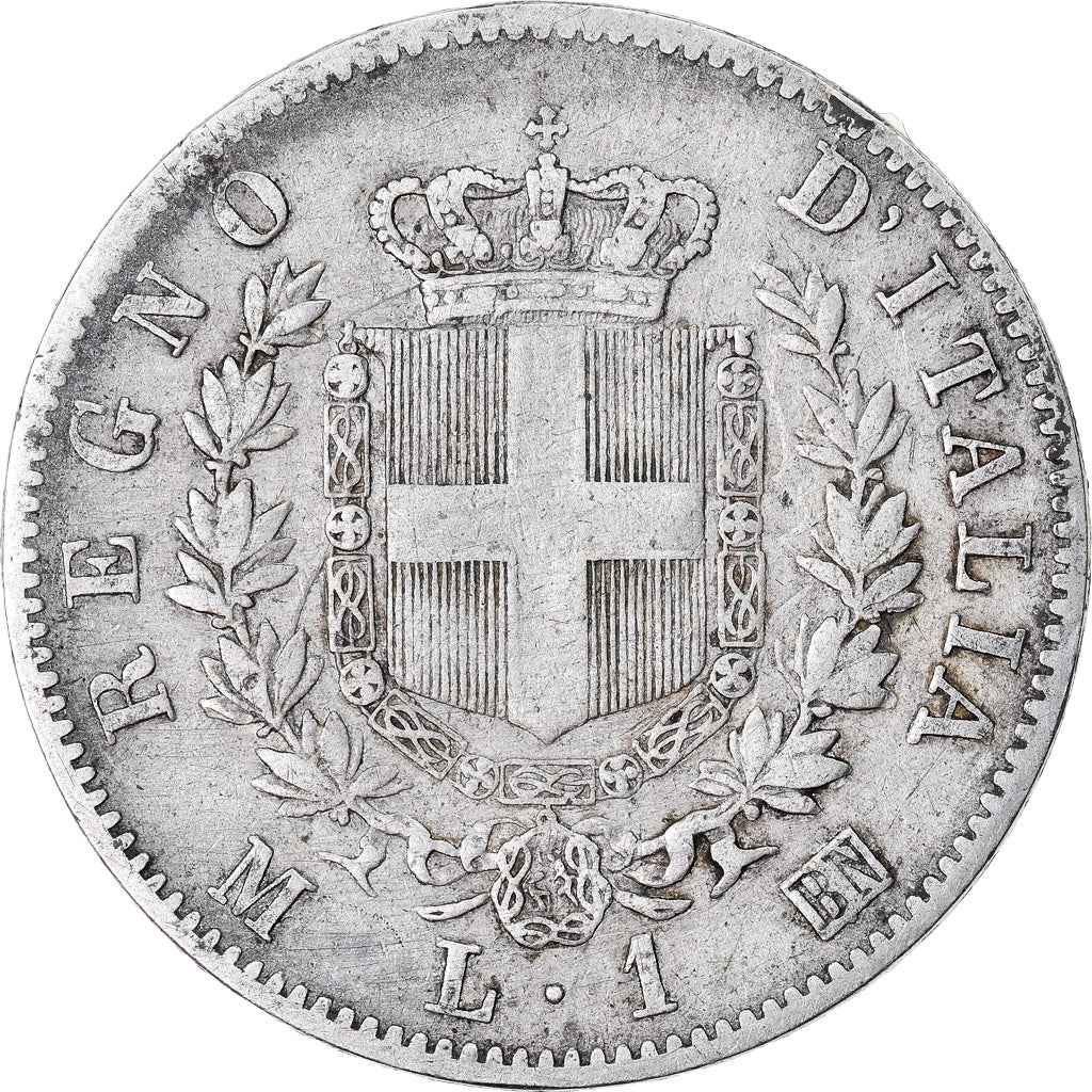 Coin, Italy, Vittorio Emanuele II, Lira, 1863, Milan, VF(20-25), Silver, KM:5a.1
