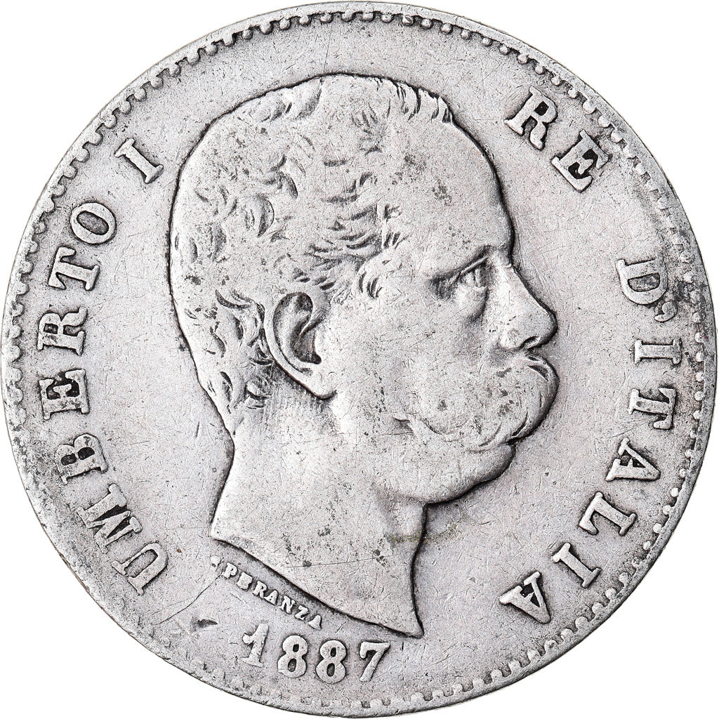 Monnaie, Italie, Umberto I, Lira, 1887, Milan, TB, Argent, KM:24.2
