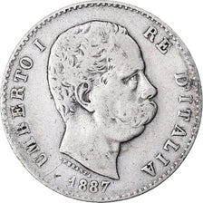 Monnaie, Italie, Umberto I, Lira, 1887, Milan, TB, Argent, KM:24.2