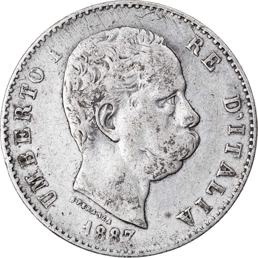 Monnaie, Italie, Umberto I, Lira, 1887, Milan, TB+, Argent, KM:24.2