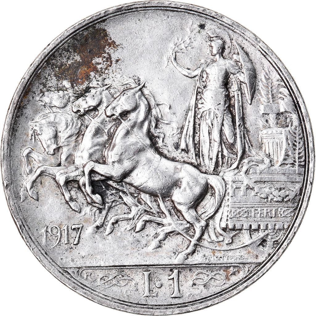 Münze, Italien, Vittorio Emanuele III, Lira, 1917, Rome, S+, Silber, KM:57