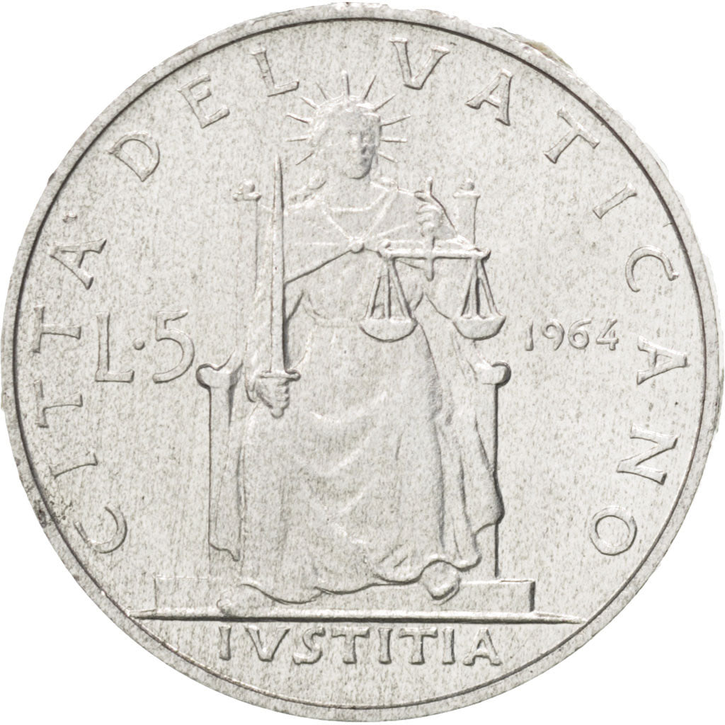 VATICAN CITY, 5 Lire, 1964, KM #78.2, MS(63), Aluminum, 20, 0.98