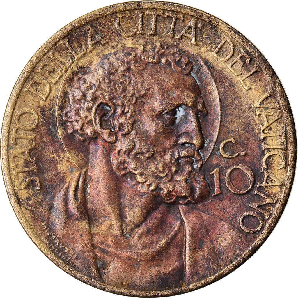 Coin, VATICAN CITY, Pius XII, 10 Centesimi, 1940, Roma, AU(50-53)