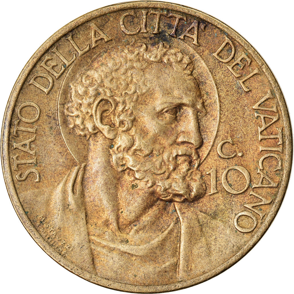 Coin, VATICAN CITY, Pius XII, 10 Centesimi, 1940, Roma, AU(55-58)