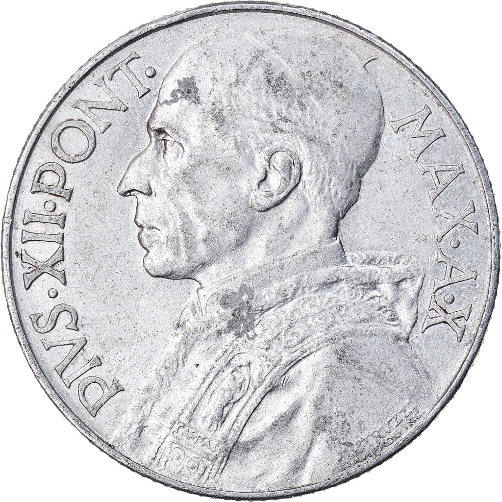 Coin, VATICAN CITY, Pius XII, 5 Lire, 1948, Roma, AU(55-58), Aluminum, KM:42