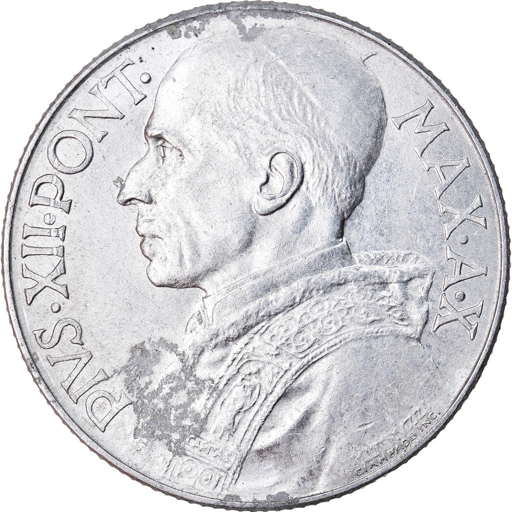 Coin, VATICAN CITY, Pius XII, 5 Lire, 1948, Roma, AU(55-58), Aluminum, KM:42