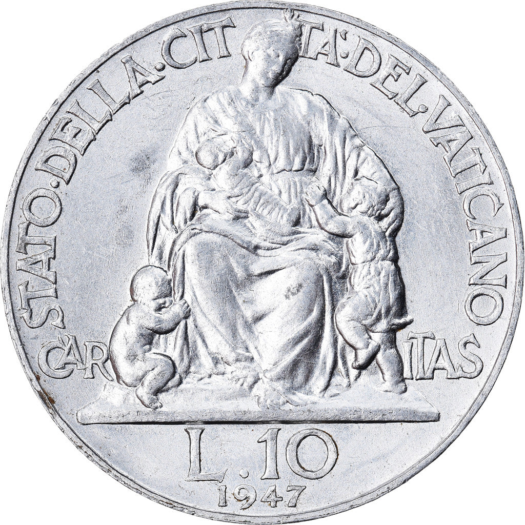 Moneta, CITTÀ DEL VATICANO, Pius XII, 10 Lire, 1947, Roma, SPL-, Alluminio
