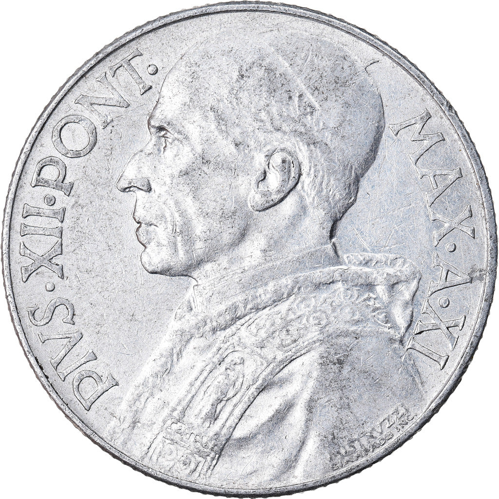 Moneda, CIUDAD DEL VATICANO, Pius XII, 5 Lire, 1949, Roma, EBC, Aluminio, KM:42