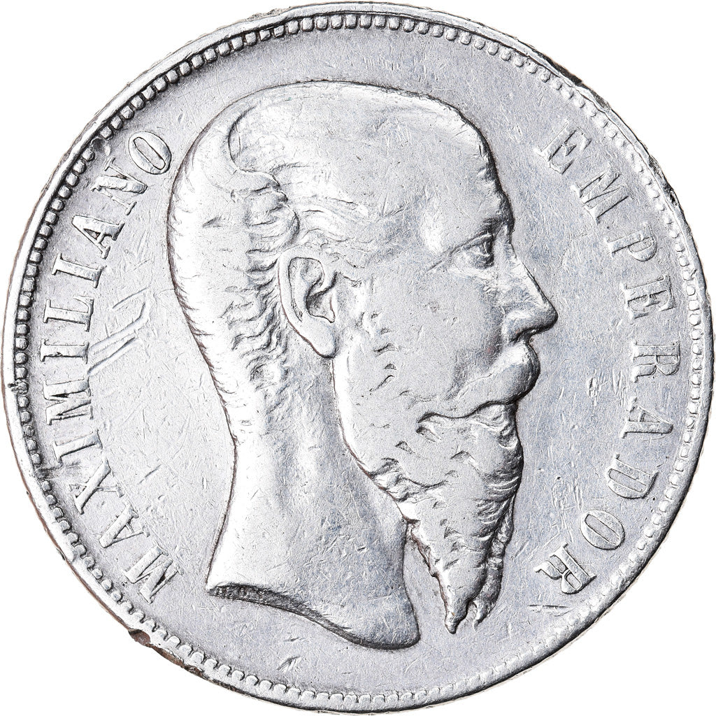 Moneda, México, Maximilian, 50 Centavos, 1866, Mexico City, BC+, Plata, KM:387