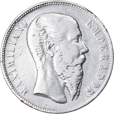 Moneda, México, Maximilian, 50 Centavos, 1866, Mexico City, BC+, Plata, KM:387