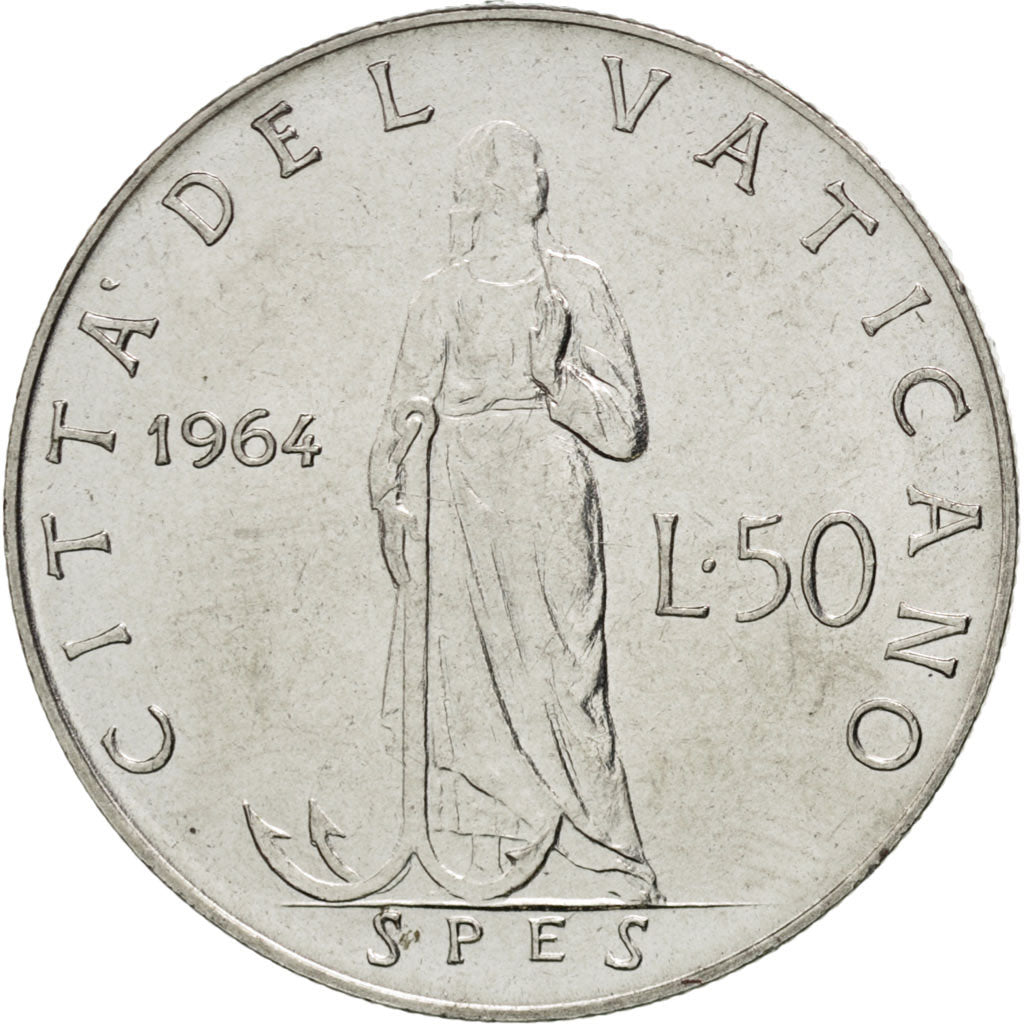 Vatican, Paul VI, 50 Lire 1964, KM 81.1