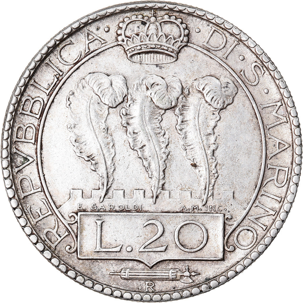 Moneta, San Marino, 20 Lire, 1933, Rome, SPL, Argento, KM:11