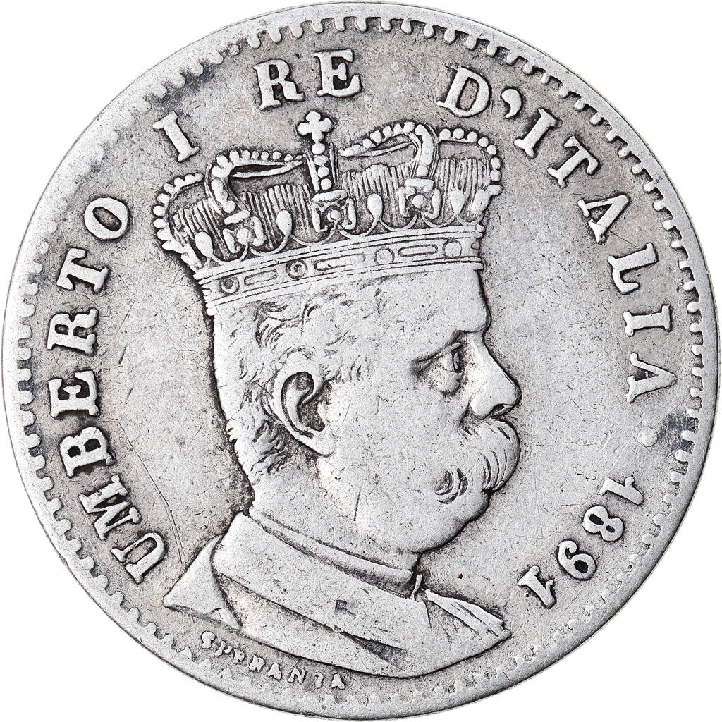 Moneta, Eritrea, Umberto I, Lira, 1891, Roma, MB+, Argento, KM:2