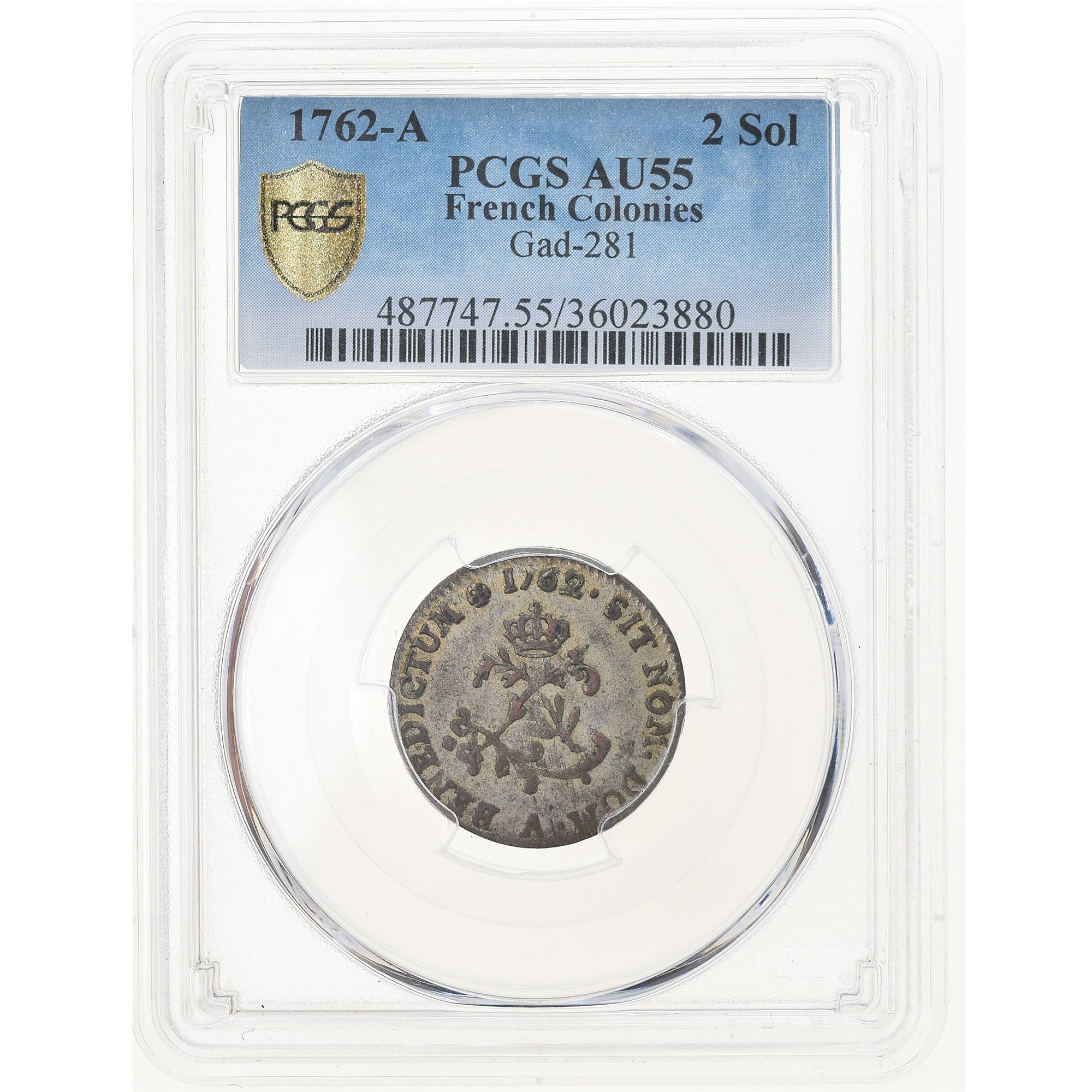 Moneta, Francja, Louis XV, Double sol (2 sous) en billon, 2 Sols, 1762, Paris