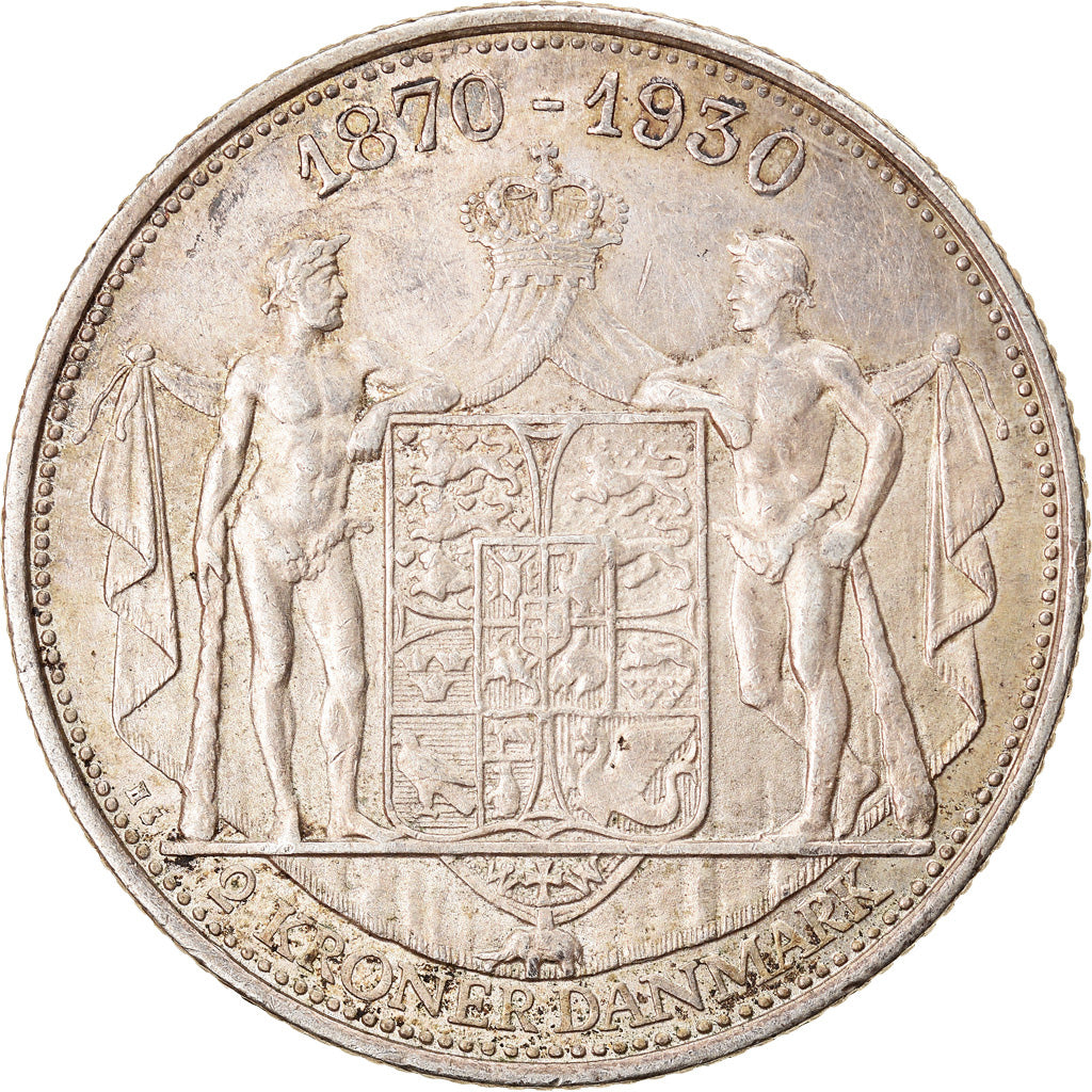 Coin, Denmark, Christian X, 2 Kroner, 1930, Copenhagen, AU(55-58), Silver