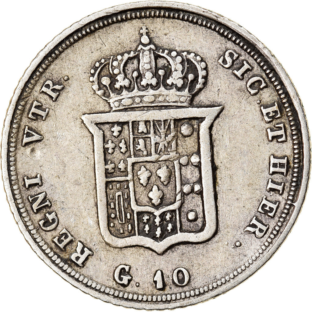 Coin, ITALIAN STATES, NAPLES, Ferdinando II, 10 Grana, 1836, EF(40-45), Silver