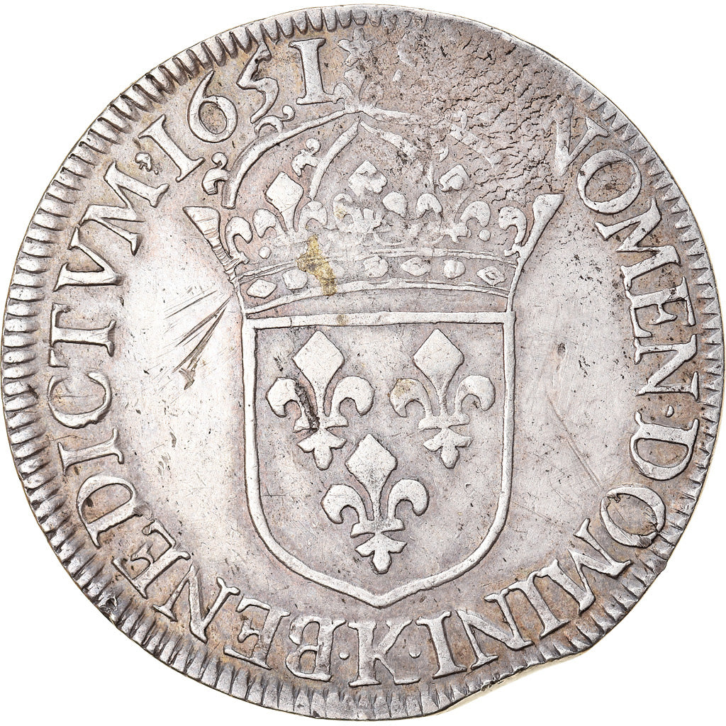 Monnaie, France, Louis XIV, Écu à la mèche longue, Ecu, 1651, Bordeaux, TB+