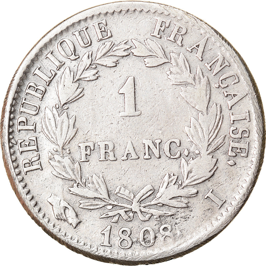 Moneda, Francia, Napoléon I, Franc, 1808, Limoges, BC+, Plata, KM:682.6