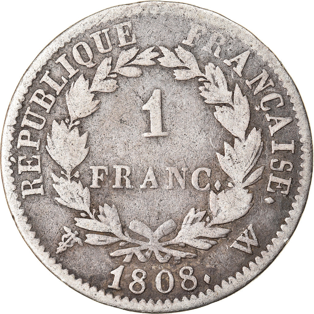 Munten, Frankrijk, Napoléon I, Franc, 1808, Lille, FR+, Zilver, KM:682.14