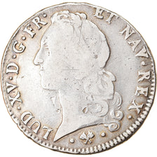 Moeda, França, Louis XV, Écu au bandeau, Ecu, 1765, Bayonne, VF(30-35), Prata