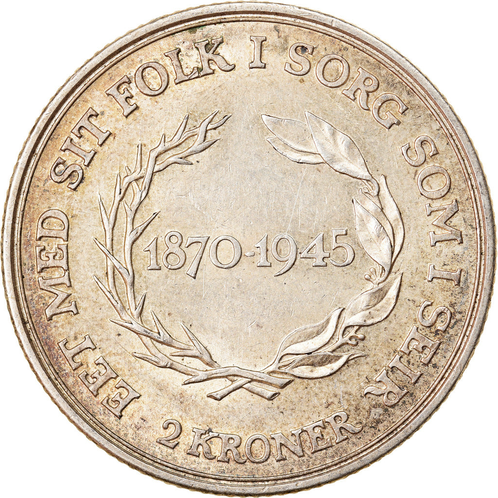 Moneda, Dinamarca, Christian X, 2 Kroner, 1945, Copenhagen, EBC, Plata, KM:836