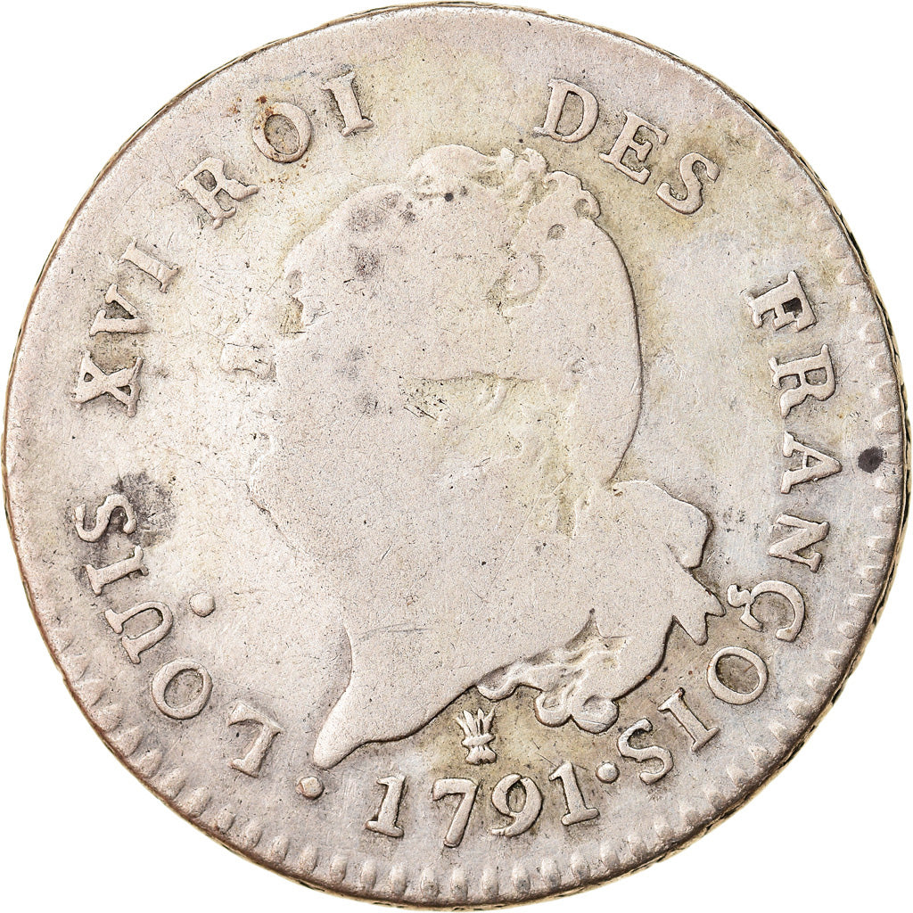 Moneda, Francia, 30 sols françois, 30 Sols, 1791, Limoges, BC+, Plata