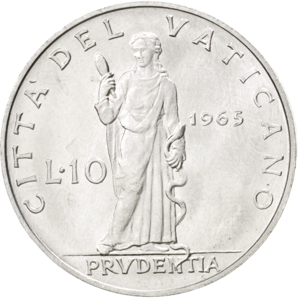 VATICAN CITY, 10 Lire, 1965, KM #79.2, MS(63), Aluminum, 23, 1.60