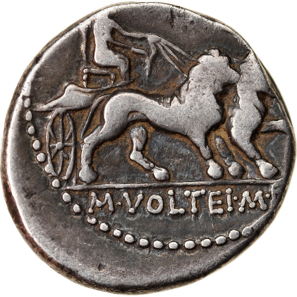 Coin, Volteia, Denarius, Rome, VF(30-35), Silver, Crawford:405/3b