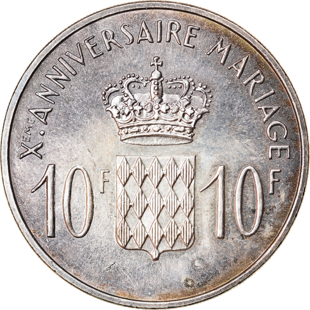 Coin, Monaco, 10 Francs, 1966, MS(63), Silver, KM:M1, Gadoury:MC 154