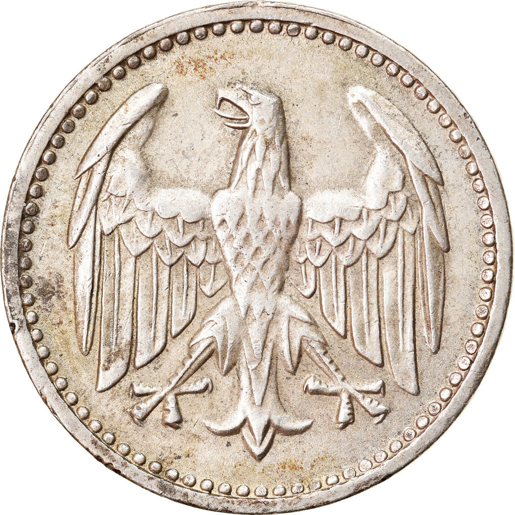 Coin, GERMANY, WEIMAR REPUBLIC, 3 Mark, 1924, Hamburg, EF(40-45), Silver, KM:43