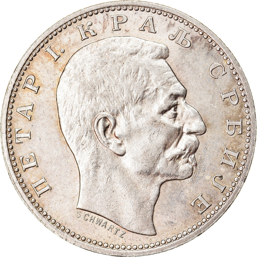 Moneta, Serbia, Peter I, Dinar, 1912, SPL, Argento, KM:25.1
