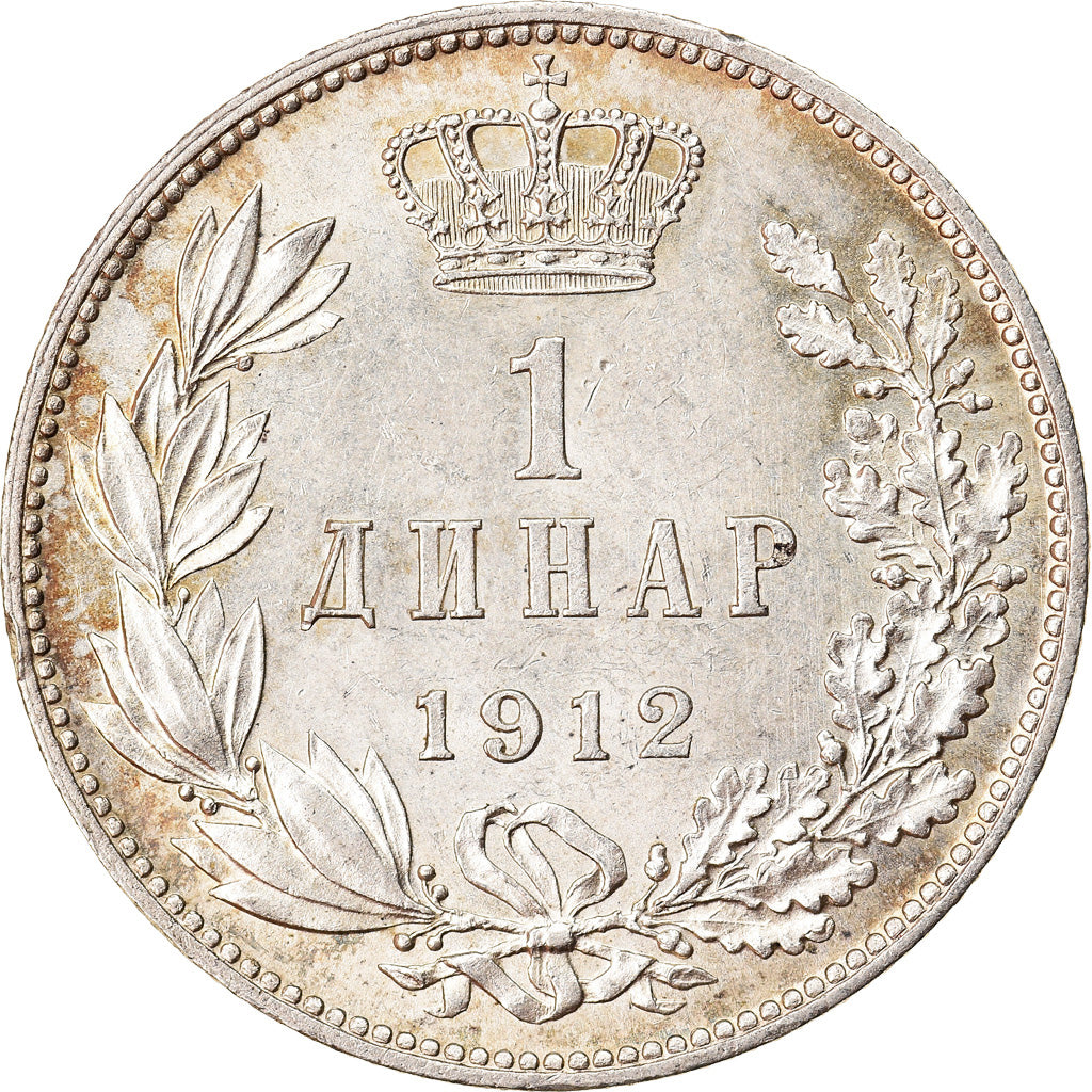Moneta, Serbia, Peter I, Dinar, 1912, SPL, Argento, KM:25.1