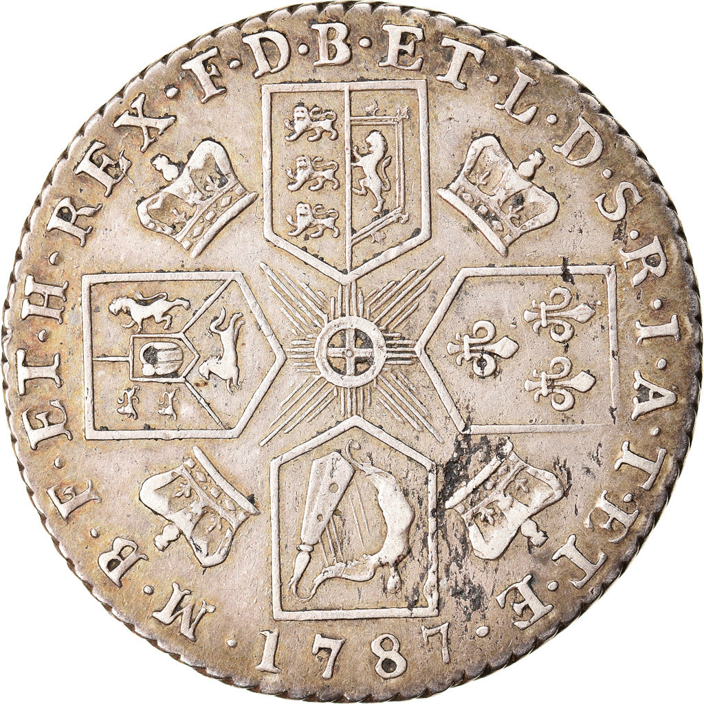 Coin, Great Britain, George III, Shilling, 1787, AU(50-53), Silver, KM:607.1