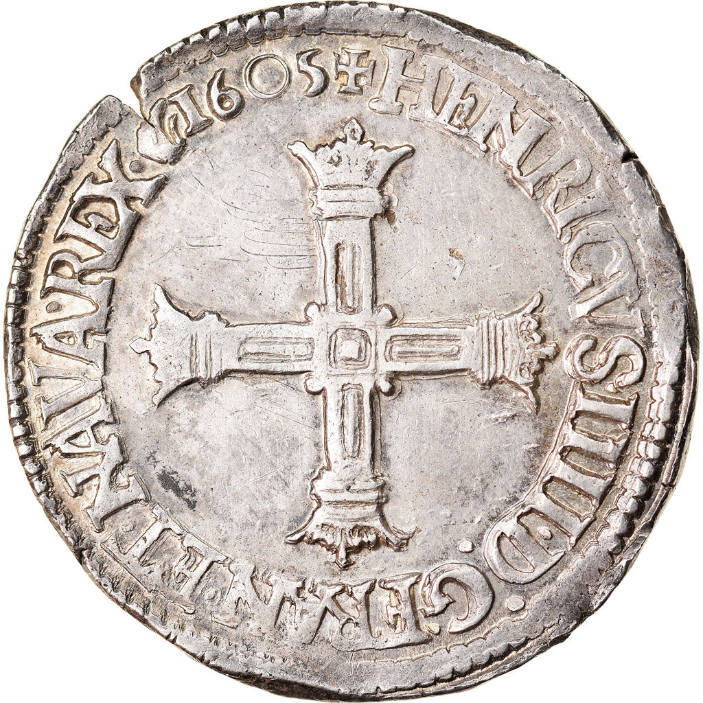 Coin, France, ¼ Ecu, 1605, Saint Lô, MS(60-62), Silver, Ciani:1512