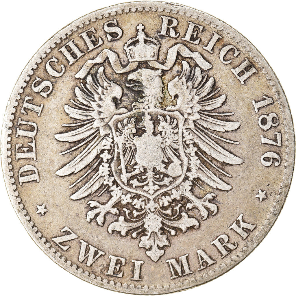 Monnaie, Etats allemands, BAVARIA, Ludwig II, 2 Mark, 1876, Munich, TB, Argent