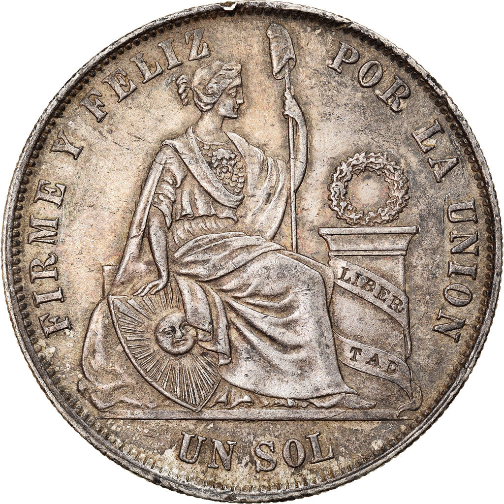 Coin, Peru, Sol, 1872, Lima, EF(40-45), Silver, KM 196.3