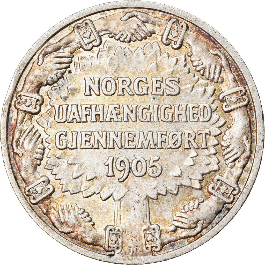 Moneta, Norvegia, Haakon VII, 2 Kroner, 1906, SPL-, Argento, KM:363